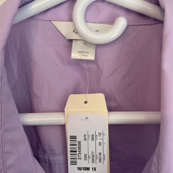 CJ Banks Button Front Blouse With Roll Tab Sleeves 1X - Picture 3 of 6